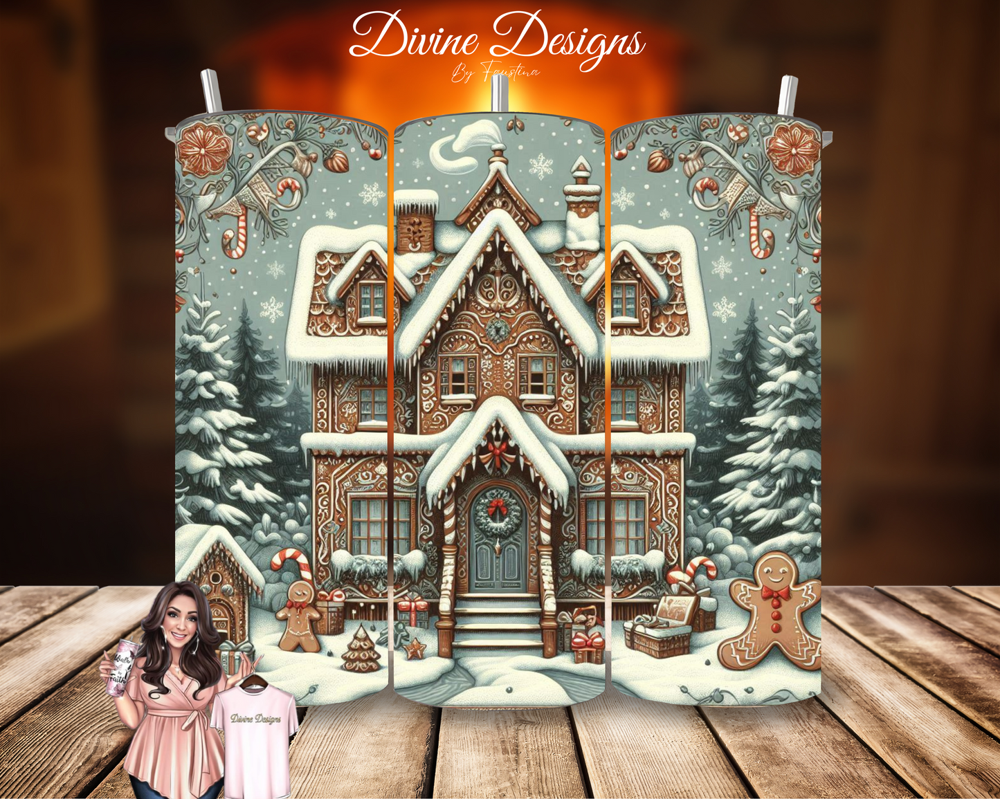 Gingerbread House 200z Tumbler wrap