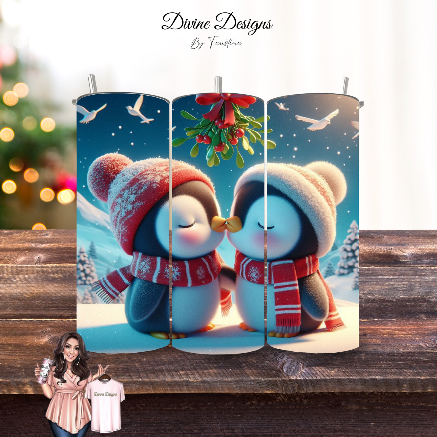Penguins Kiss Christmas Tumbler 20oz