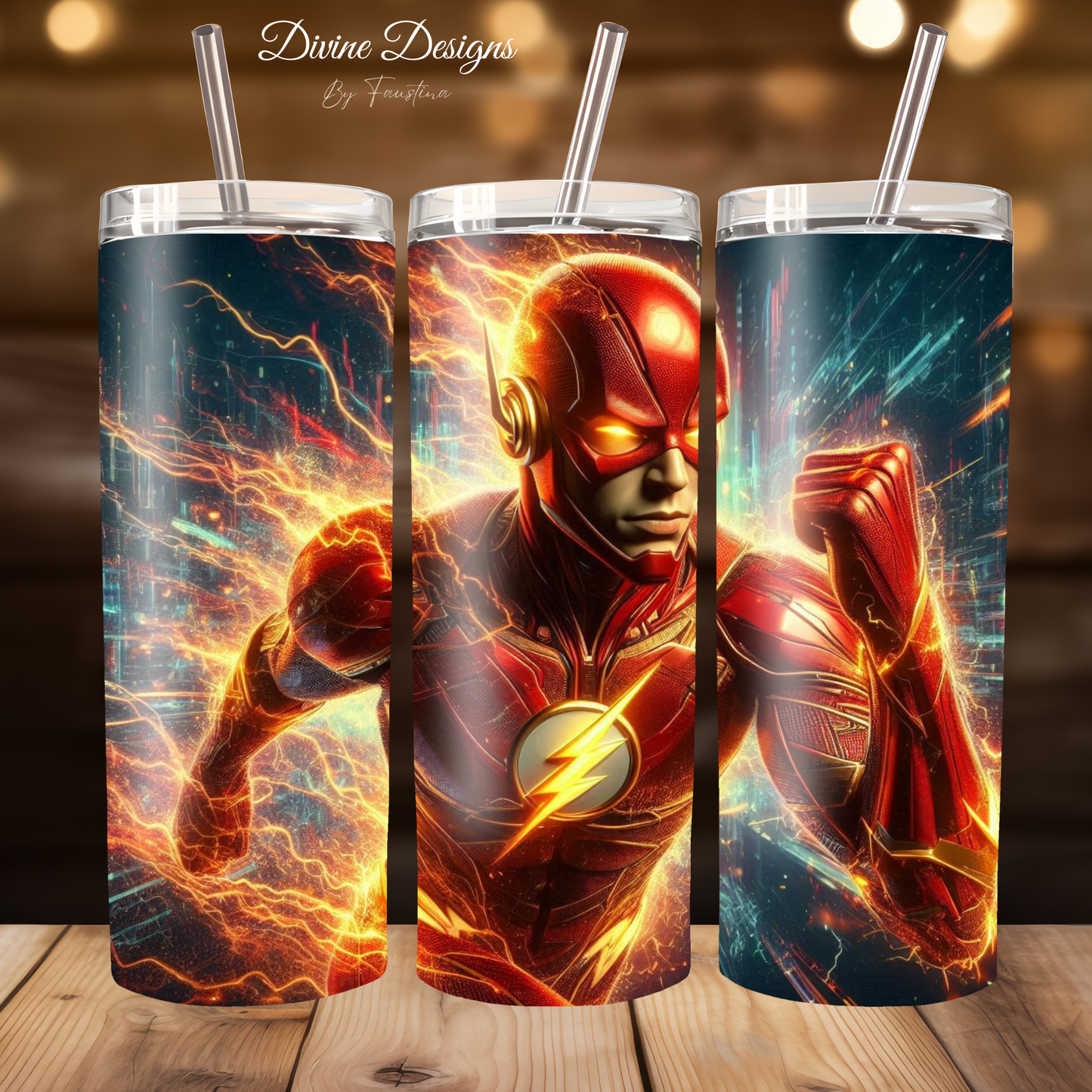 Flash Tumbler superhero tumbler with lid and straw