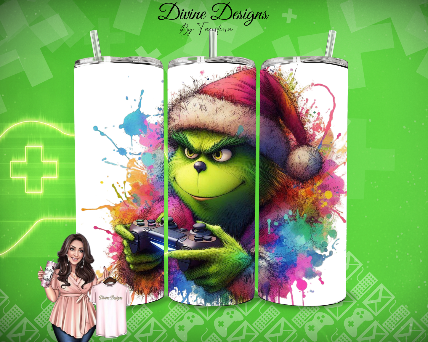 Grinch Gamer 20oz Tumbler