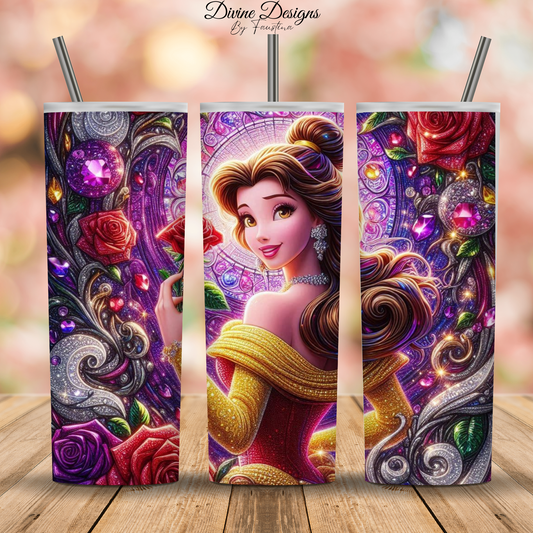 Princess Belle 20oz tumbler with lid and straw