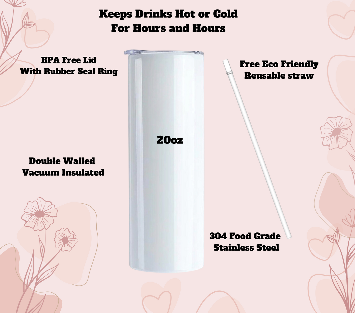Stitch Autism 20oz skinny tumbler with lid and straw