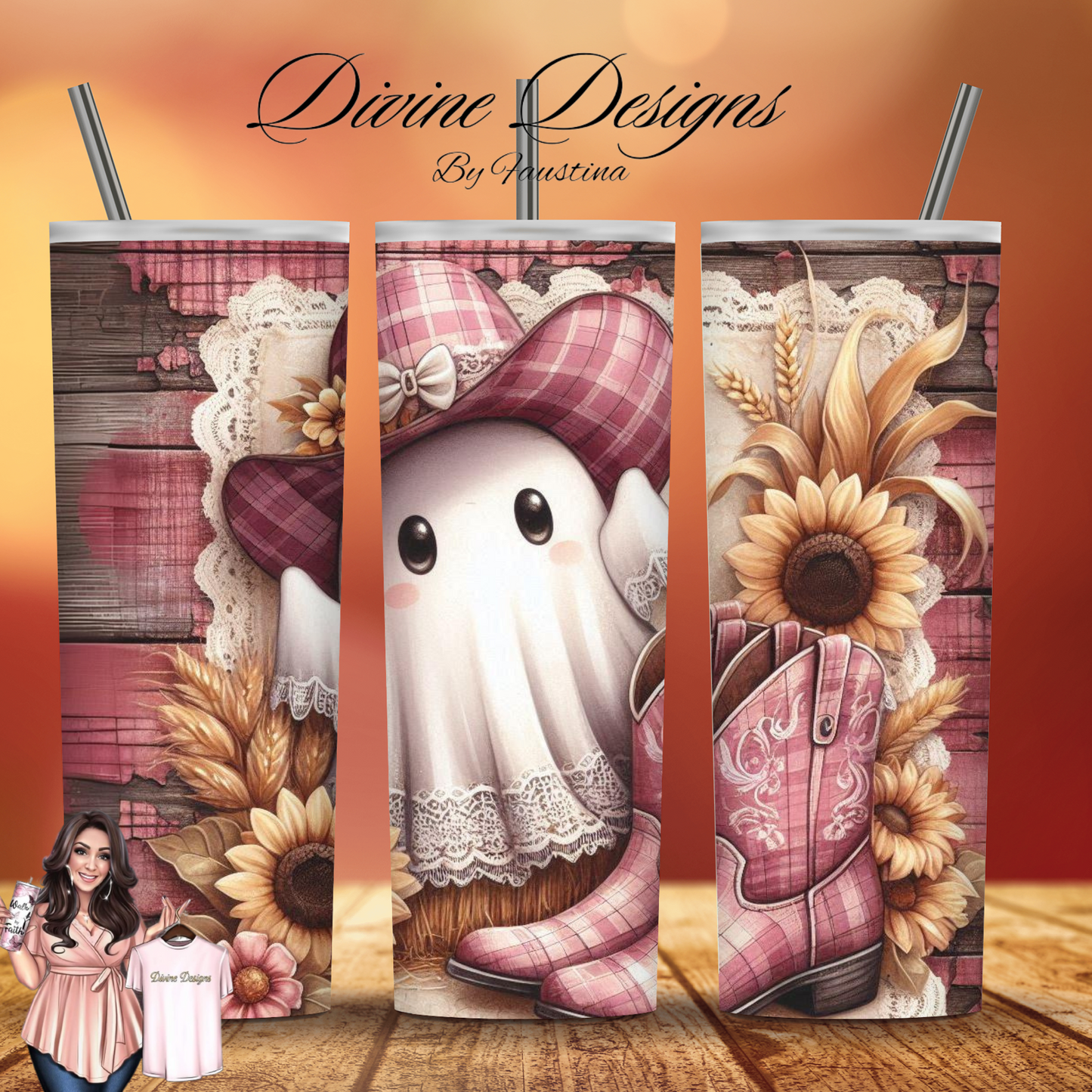 Cute Cowgirl Ghost 20 oz Tumbler