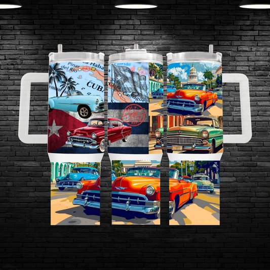 40oz Cuban Cars Pride Tumbler wrap
