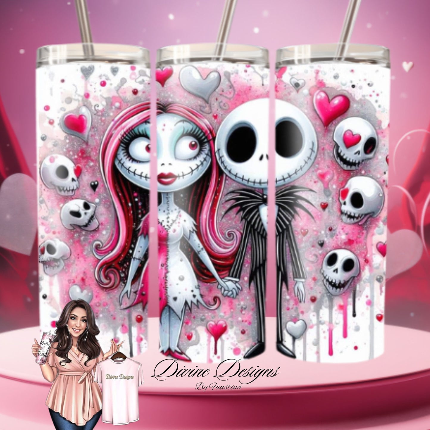 Jack and Sally 20 oz Skinny Tumbler