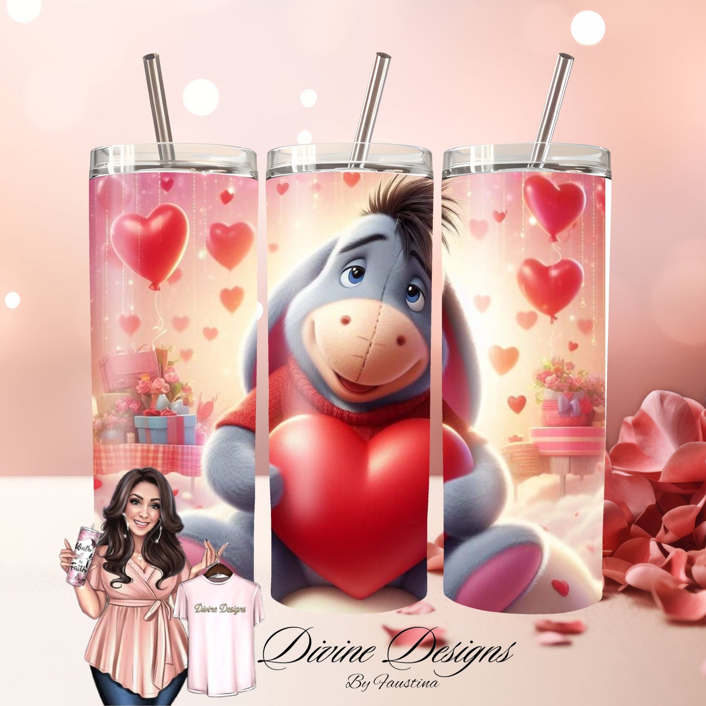 Eeyore Cartoon 20 oz Skinny