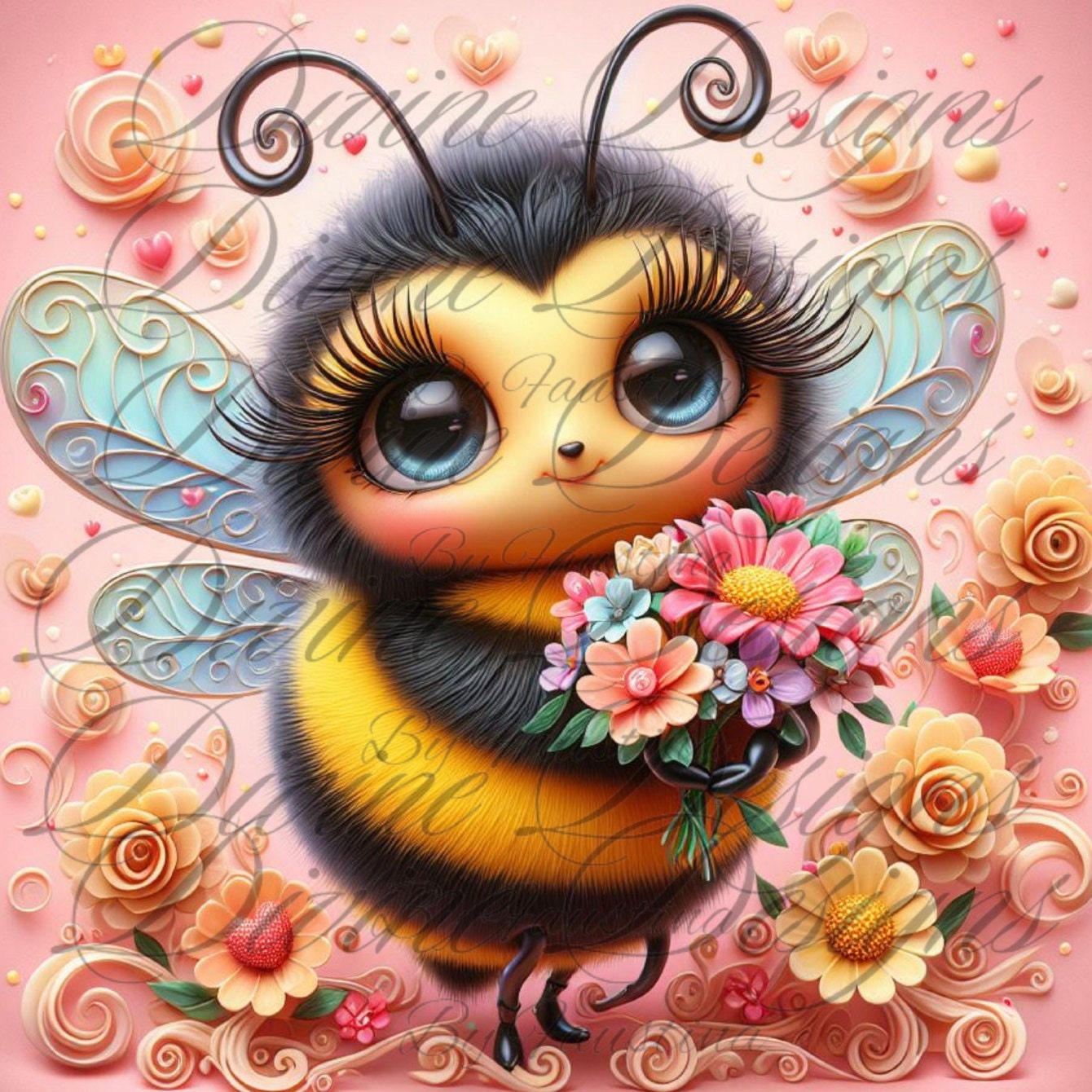 Floral Bumble Bee 20 oz Skinny Tumbler