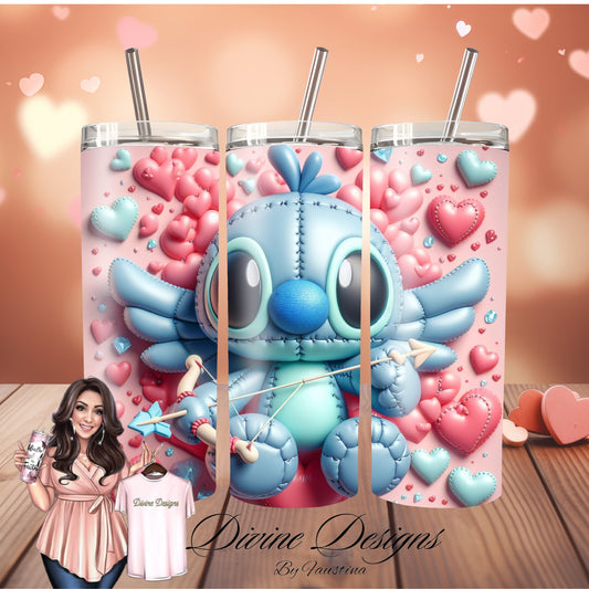 Stitch  3D Valentines 20 oz Skinny Tumbler
