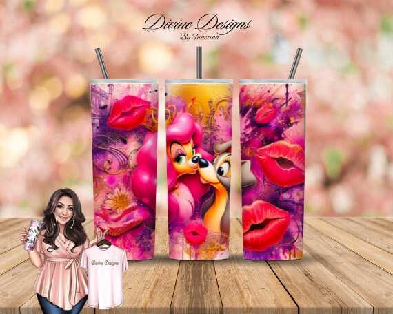Lady N Tramp Cartoon Valentine 20 oz Skinny Tumbler