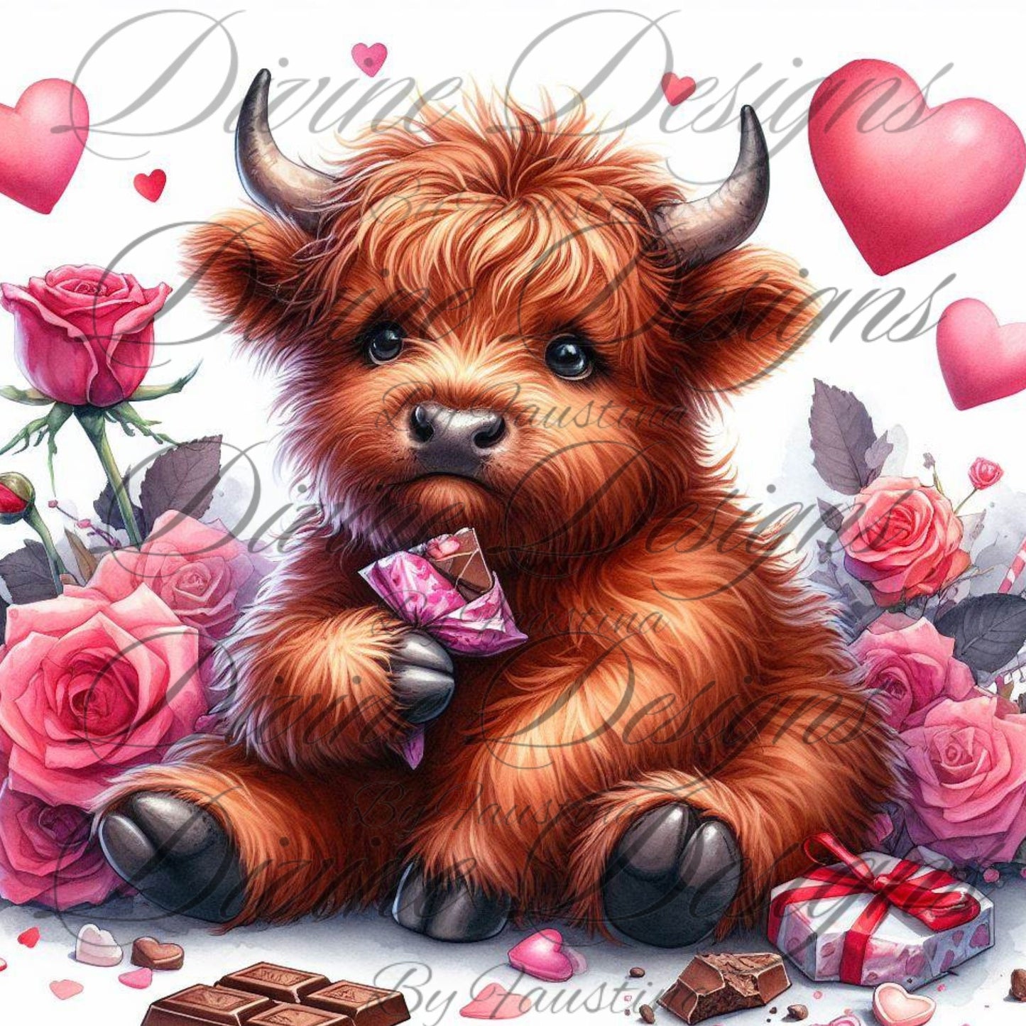 Highland Cow Valentine 20 oz Skinny Tumbler