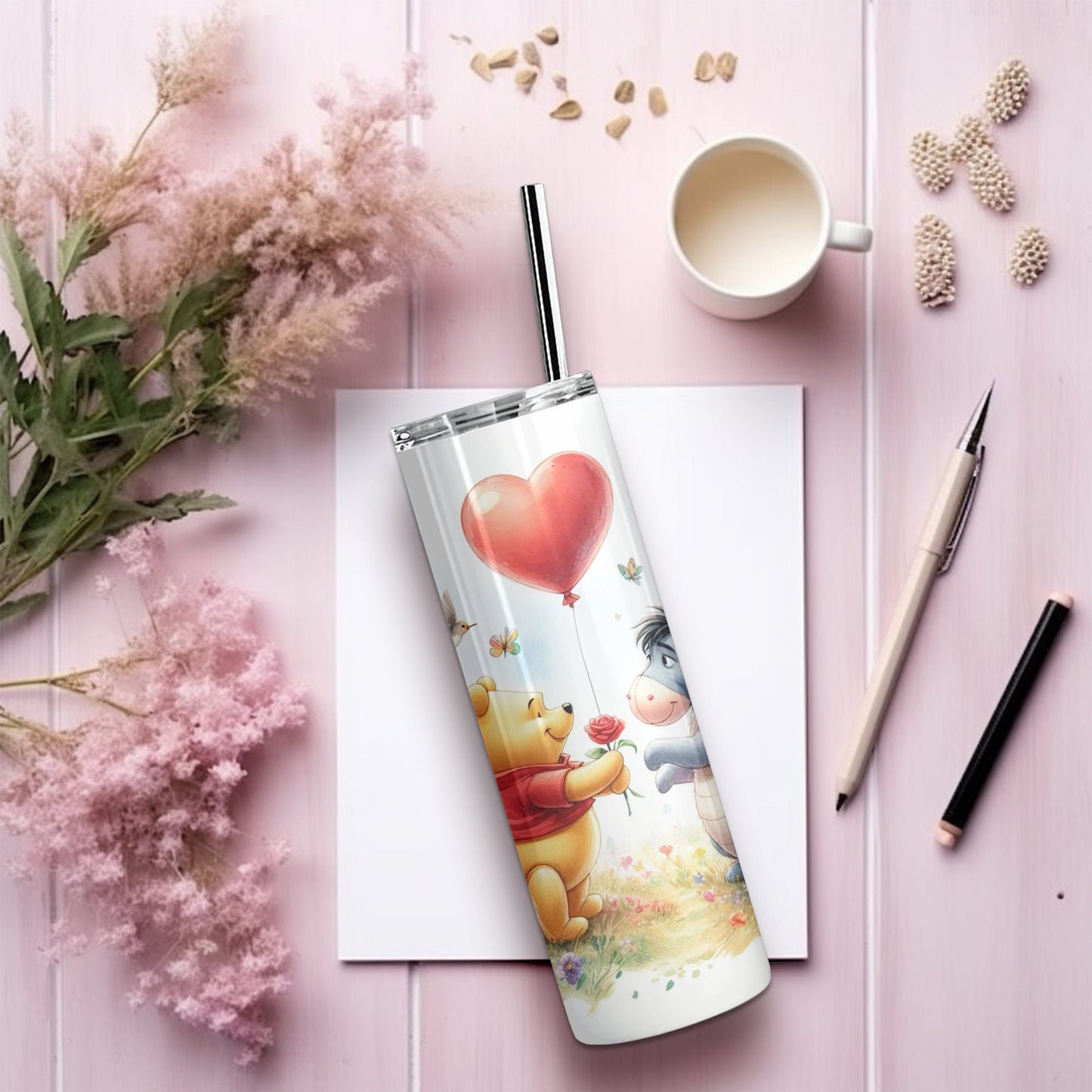 Pooh Bear Cartoon tumbler wrap 20oz , Skinny Tumbler