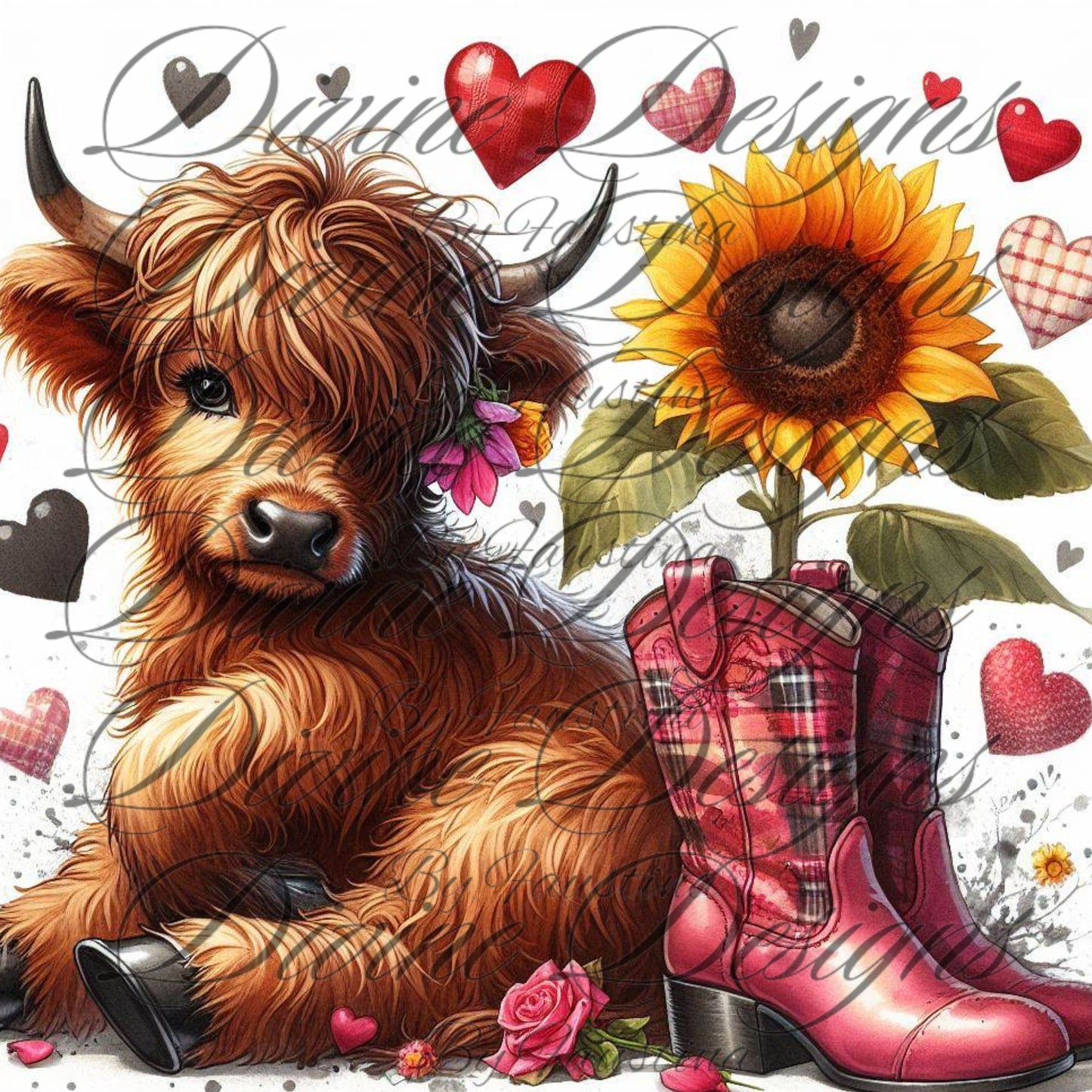 Highland Cow Valentines 20 oz Skinny Tumbler