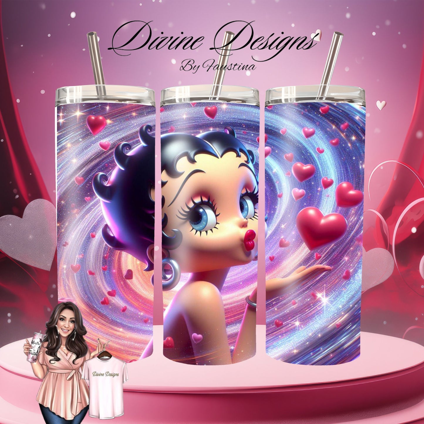 Betty Boop 3D 20 oz Skinny Tumbler