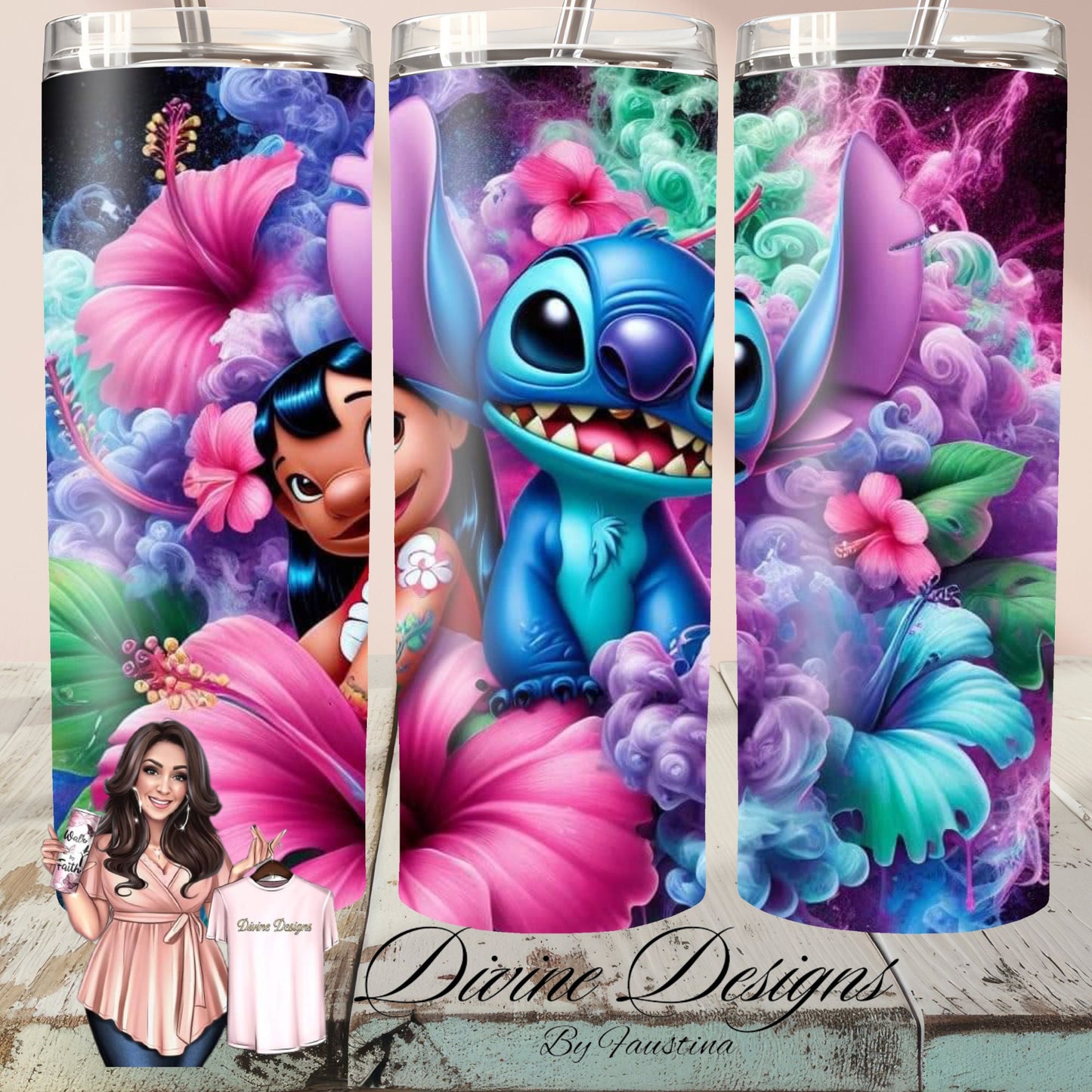 Stitch and Lilo 20 oz Skinny Tumbler