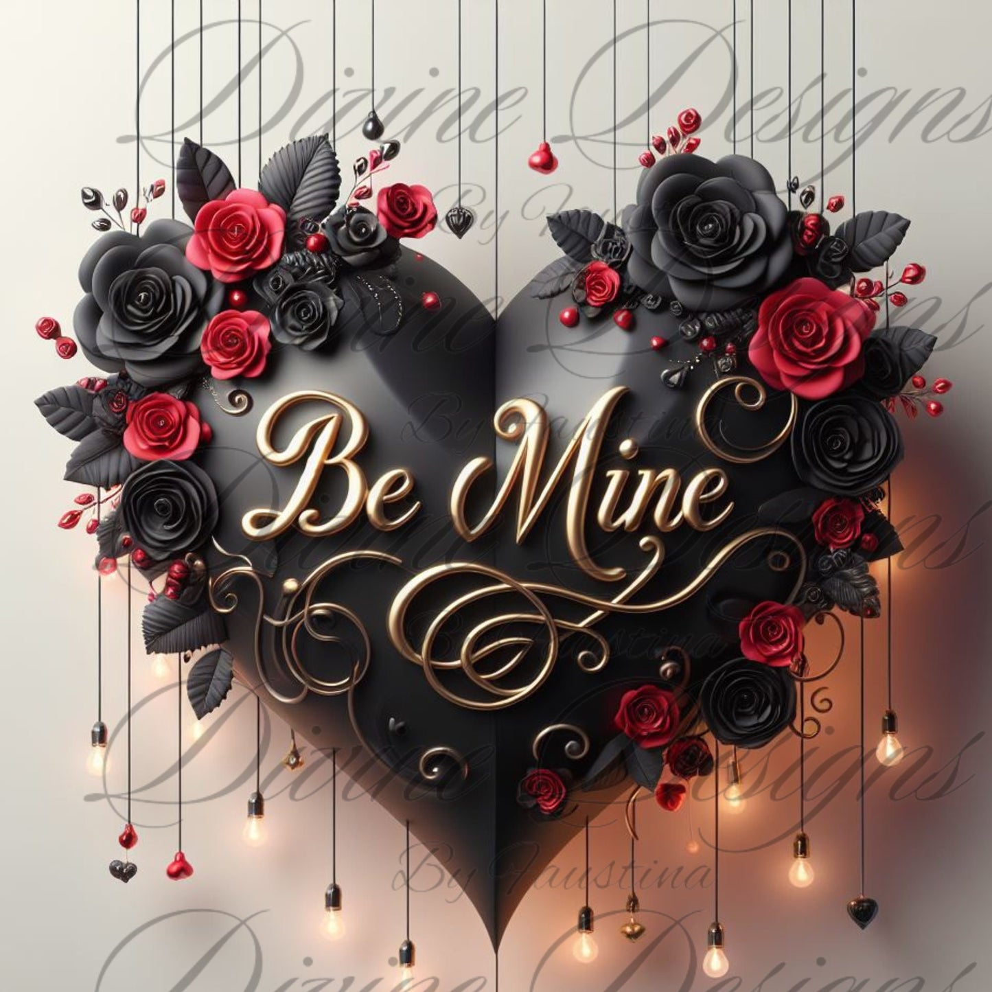 3D Heart Valentine Be Mine Black 20oz tumbler