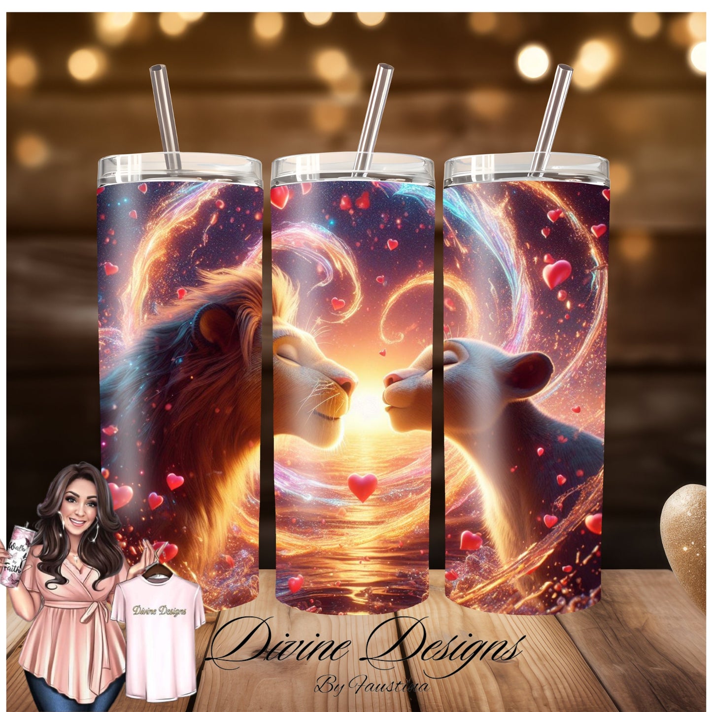 Lion couple 20 oz Skinny Tumbler