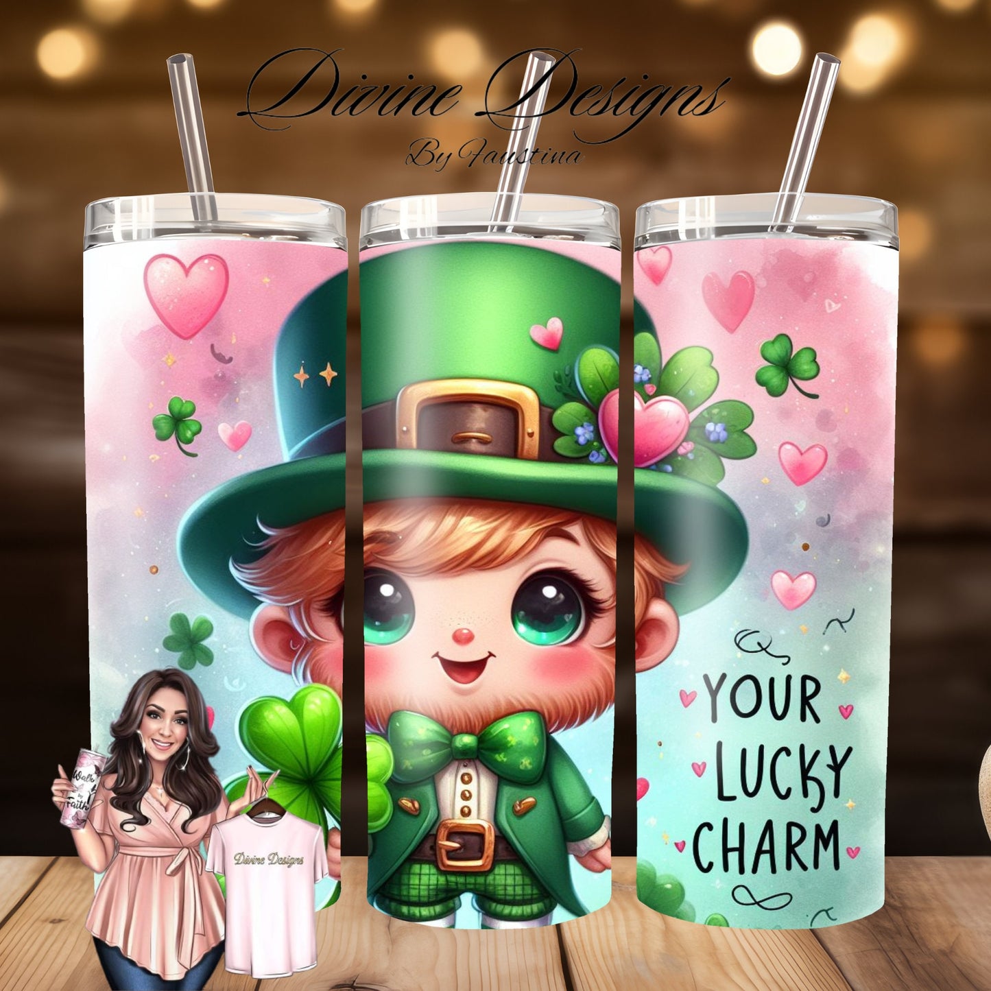 Leprechaun Saint Patricks Day 20 oz Skinny Tumbler