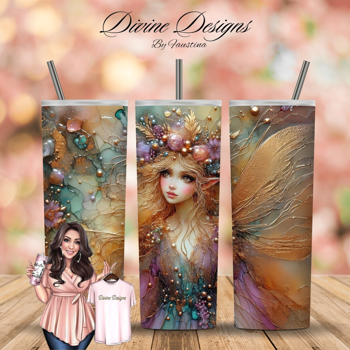 Fairy Tumbler Wrap 20 oz Skinny Tumbler