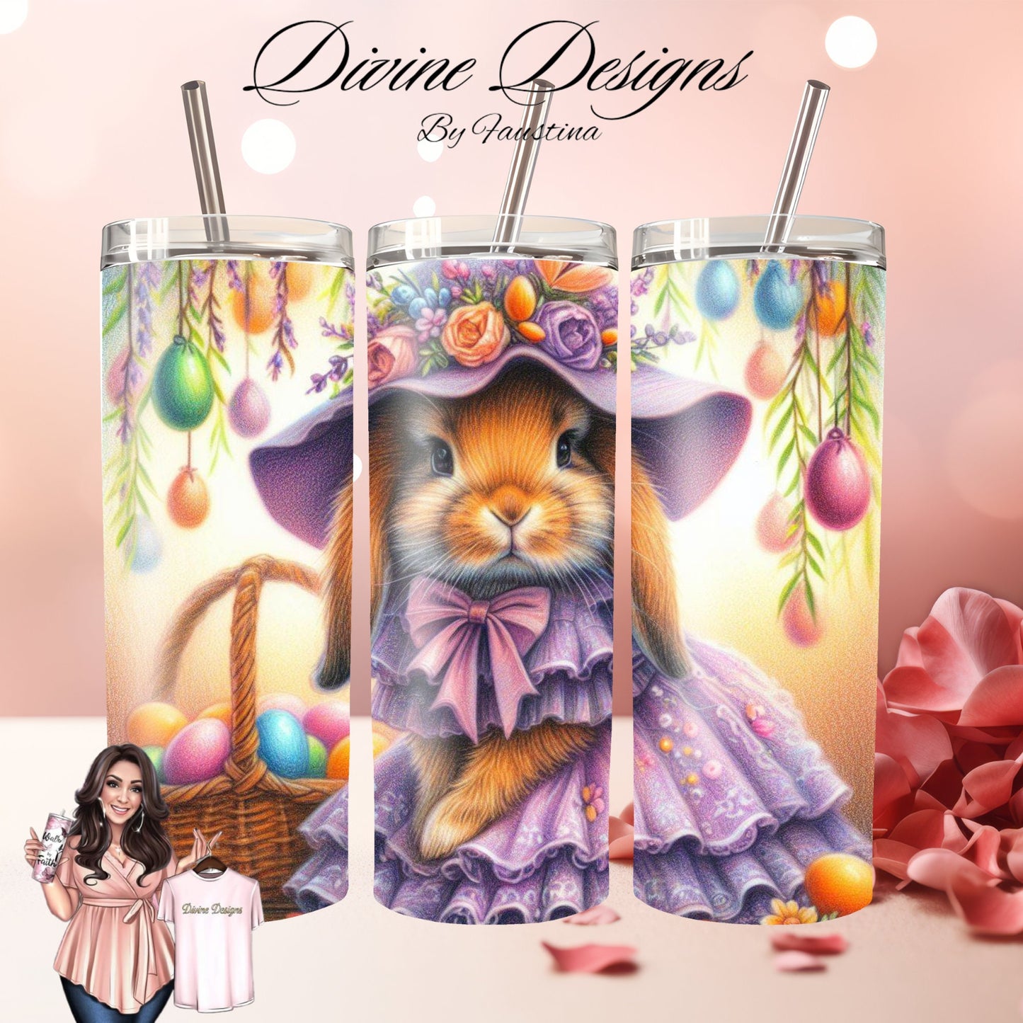Easter Bunny 20 oz Skinny Tumbler