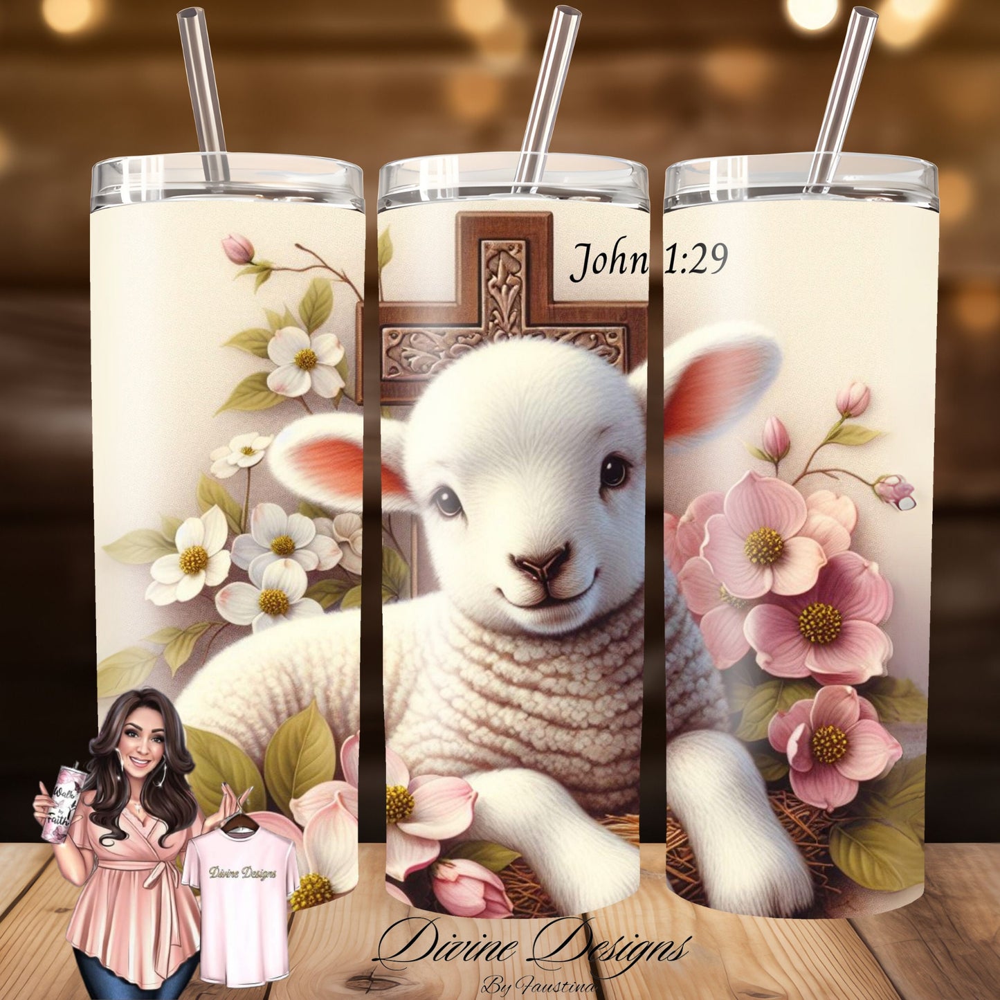 Easter Lamb 20 oz Skinny Tumbler