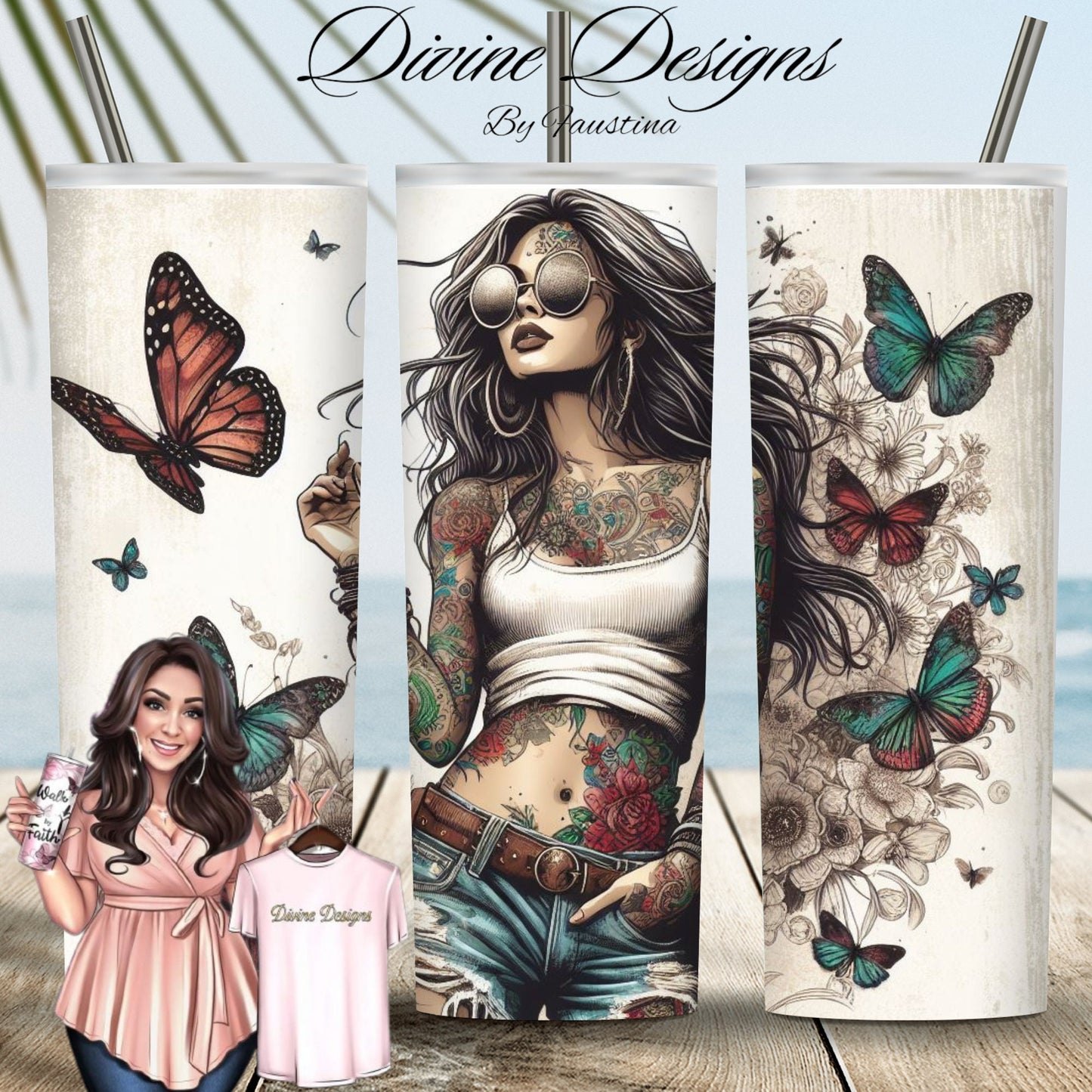 Tattoo Lady 20 oz Skinny Tumbler