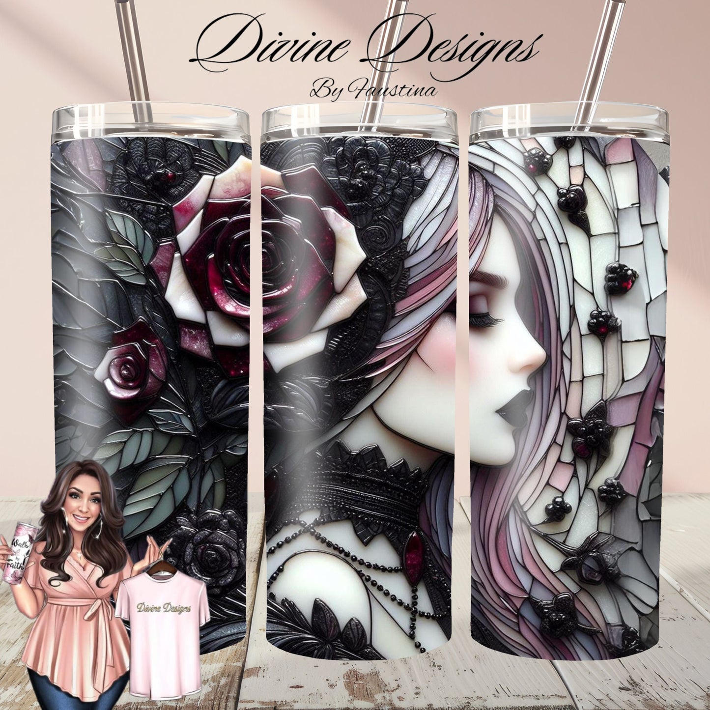 Gothic lady Art 20 oz Skinny Tumbler