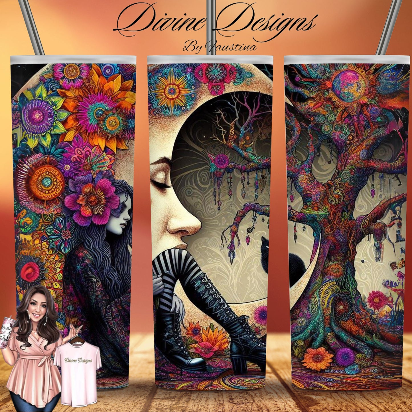 Celestial Moon Art 20 oz Skinny Tumbler