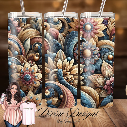 Abstract Floral Boho color 20 oz Skinny Tumbler