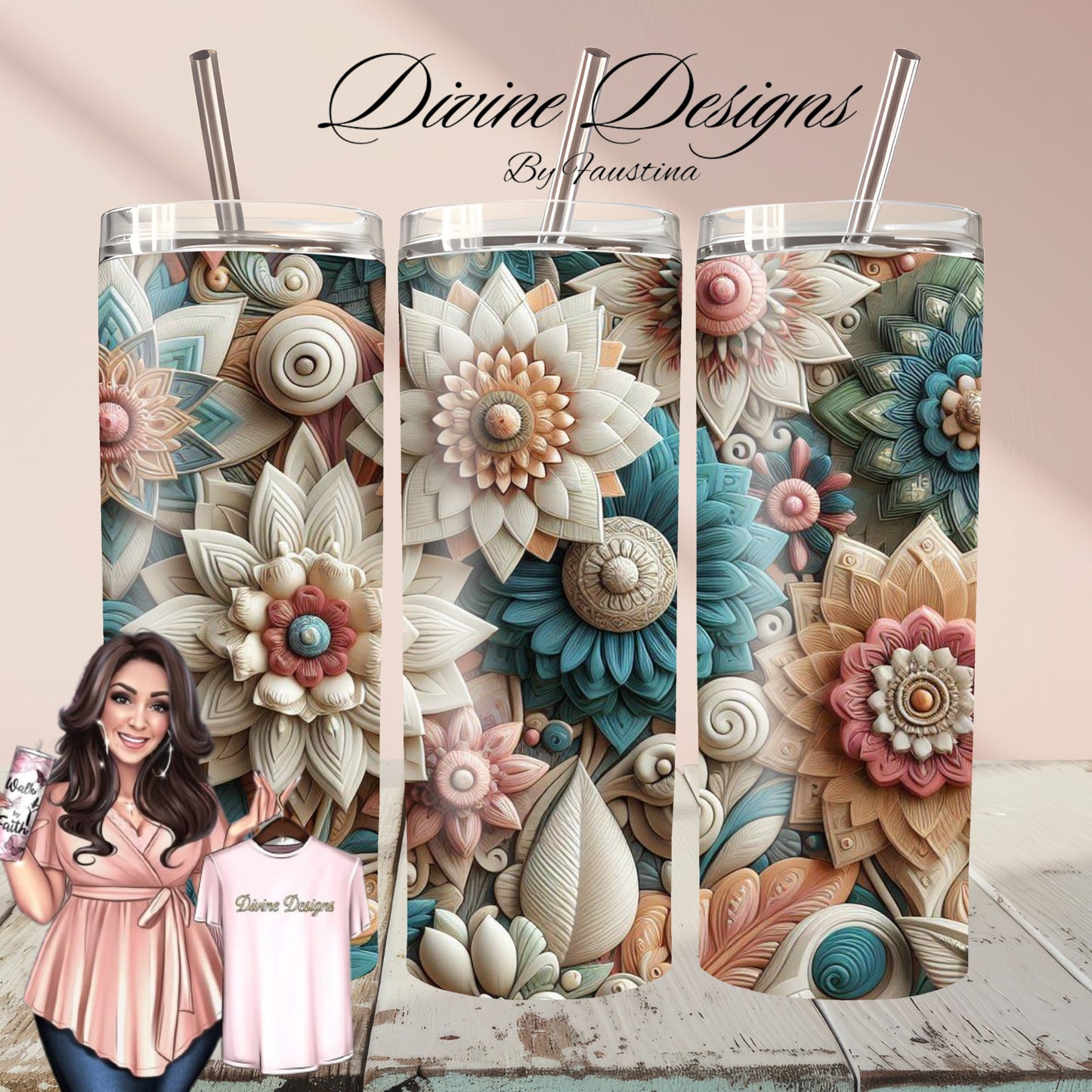 Boho Floral 20 oz Skinny Tumbler