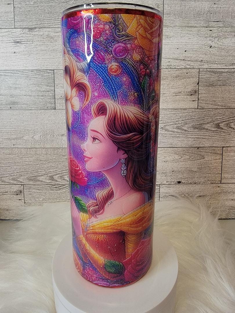 Princess Belle Stained Glass 20oz tumbler