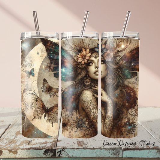 Fairy Vintage 20oz tumbler with lid and straw