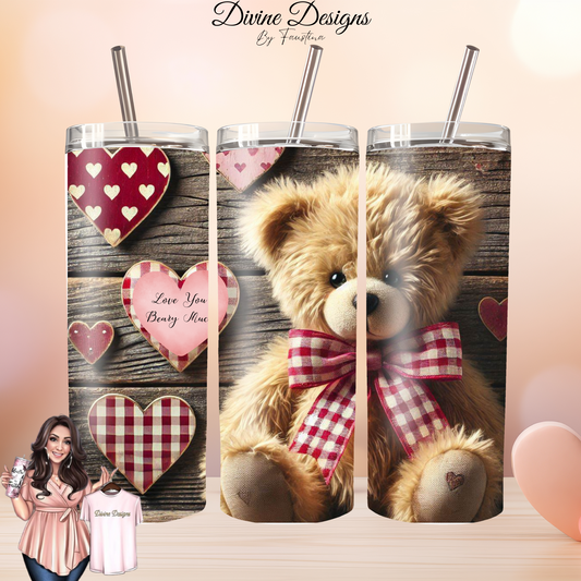 Teddy Bear Valentines Day 20oz Wrap instant download PNG
