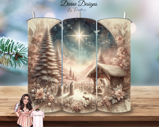 Christmas  Nativity pink 20oz tumbler wrap
