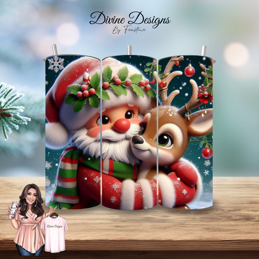 Santa and Reindeer 20oz Tumbler