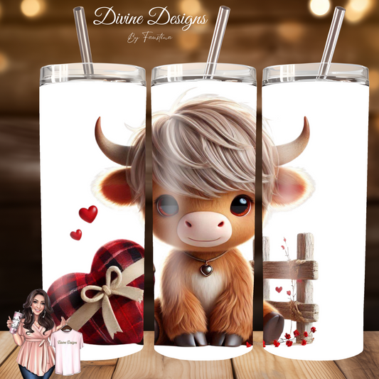 Highland Cow Valentines 20oz Tumbler Wrap