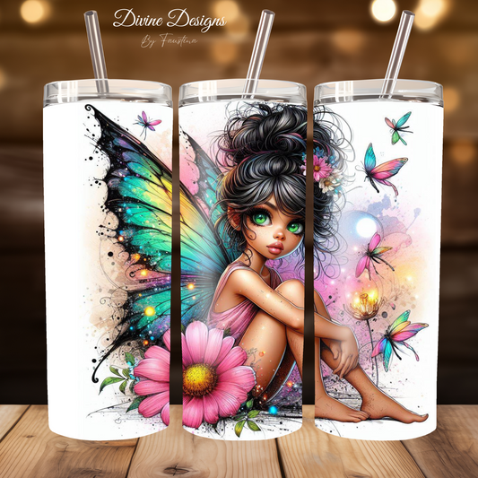 Fairy Tumbler 20oz with lid and straw