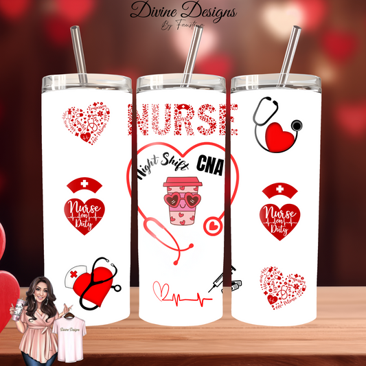 Nurse CNA Tumbler 20oz With lid and Straw