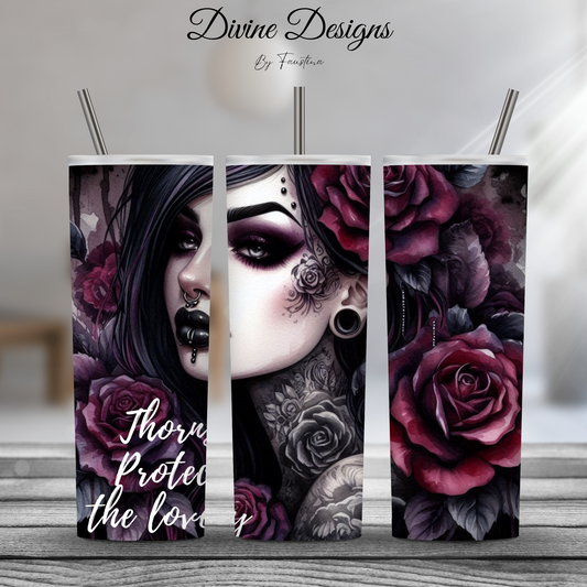 Gothic art  tumbler 20oz skinny with lid and straw