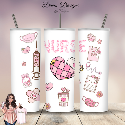 Nurse 20oz tumbler with lid and straw