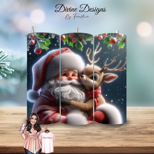 Santa and Rudolf 20oz tumbler Wrap