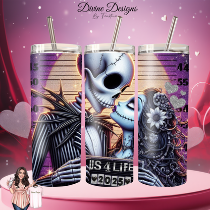 Jack and Salley Valentines day 20 oz tumbler with lid and straw