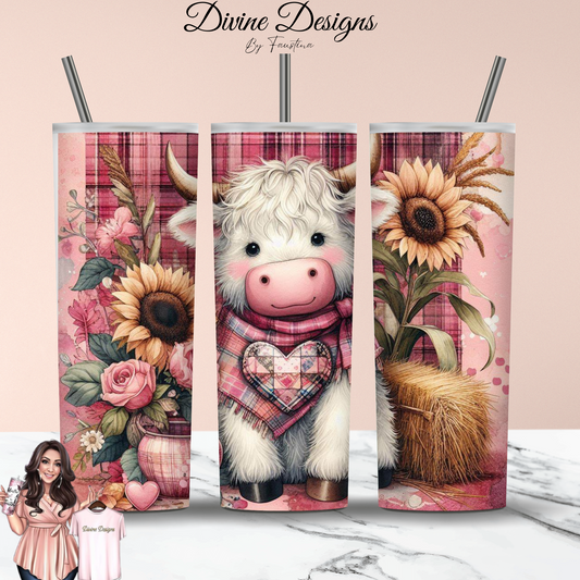 Highland Cow 20oz Tumbler with lid and straw