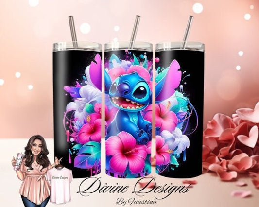 Stitch Cartoon Tumbler wrap 20 oz Skinny Tumbler