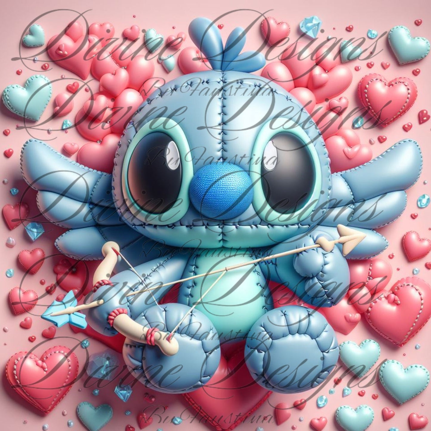 Stitch  3D Valentines 20 oz Skinny Tumbler