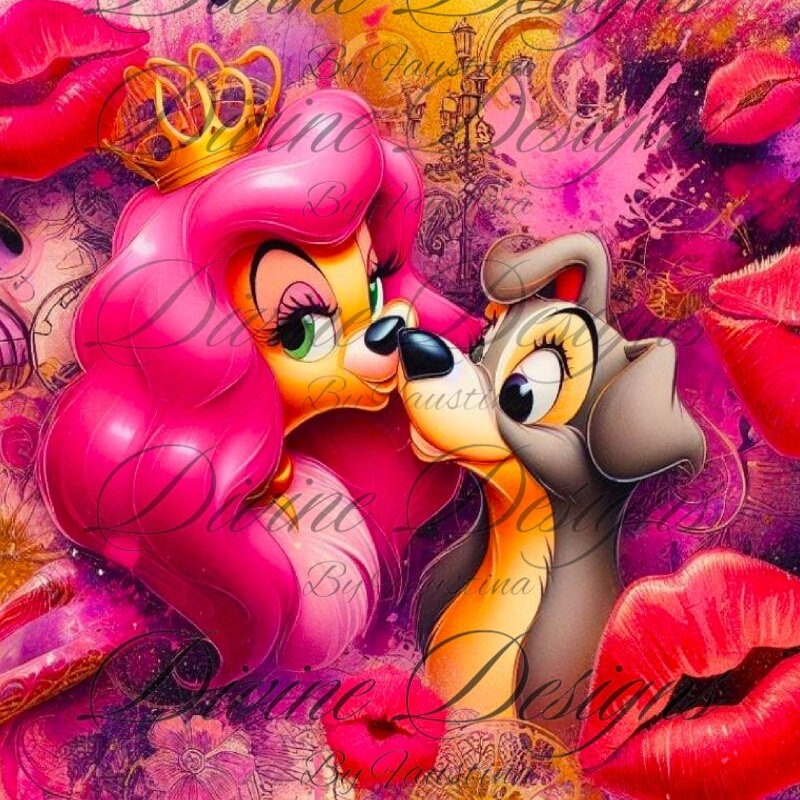 Lady N Tramp Cartoon Valentine 20 oz Skinny Tumbler