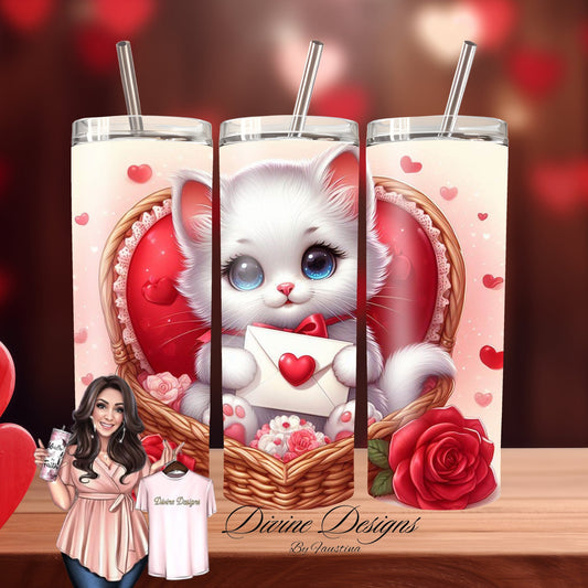 Valentines Kitten 20 oz Skinny Tumbler