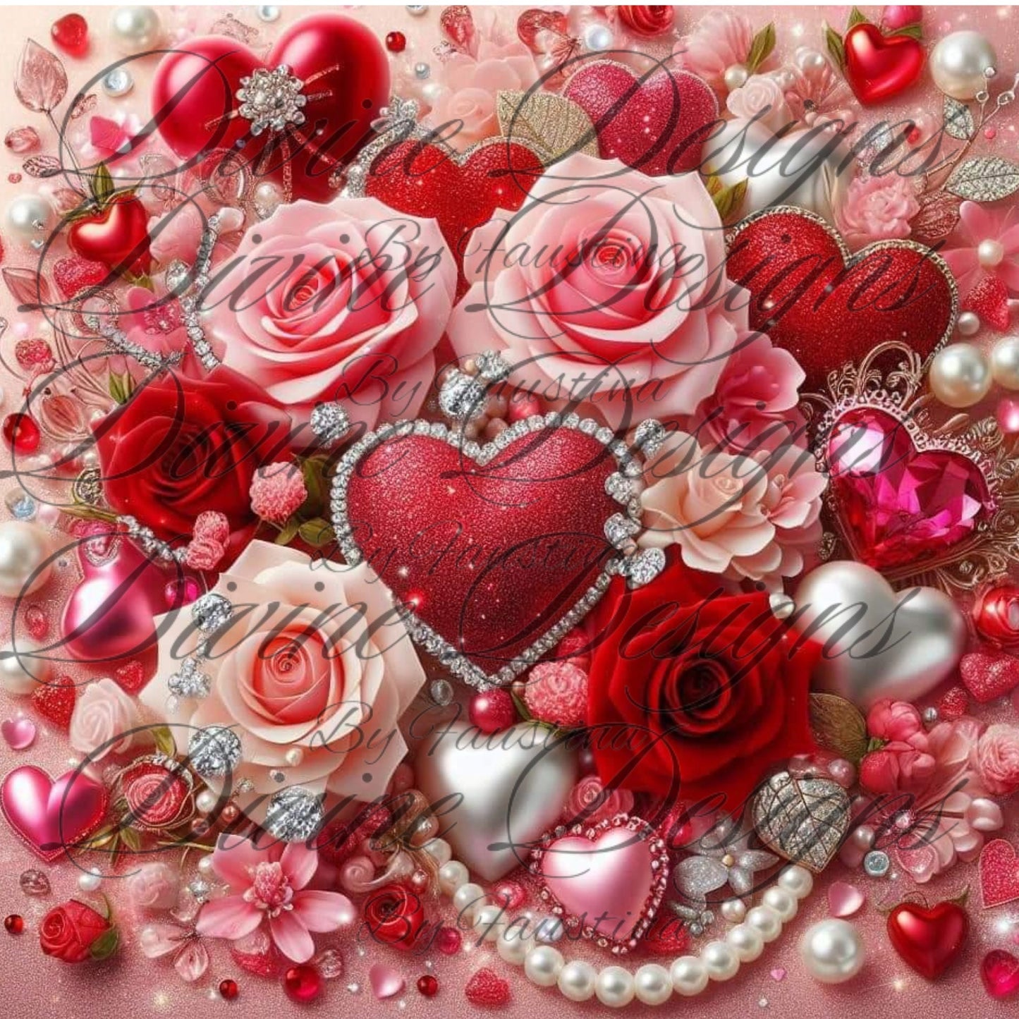3D Valentines Hearts and Roses 20 oz Skinny Tumbler