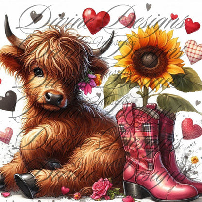 Highland Cow Valentines 20 oz Skinny Tumbler