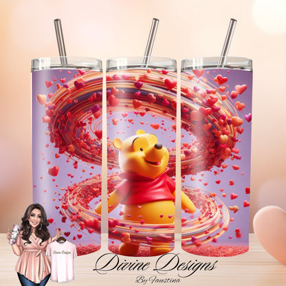 Pooh 3D Valentine 20 oz Skinny Tumbler