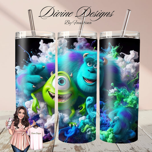 Monsters Cartoon tumbler wrap 20 oz Skinny Tumbler